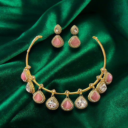 Rosé Royale – Pink & White Teardrop Choker Set