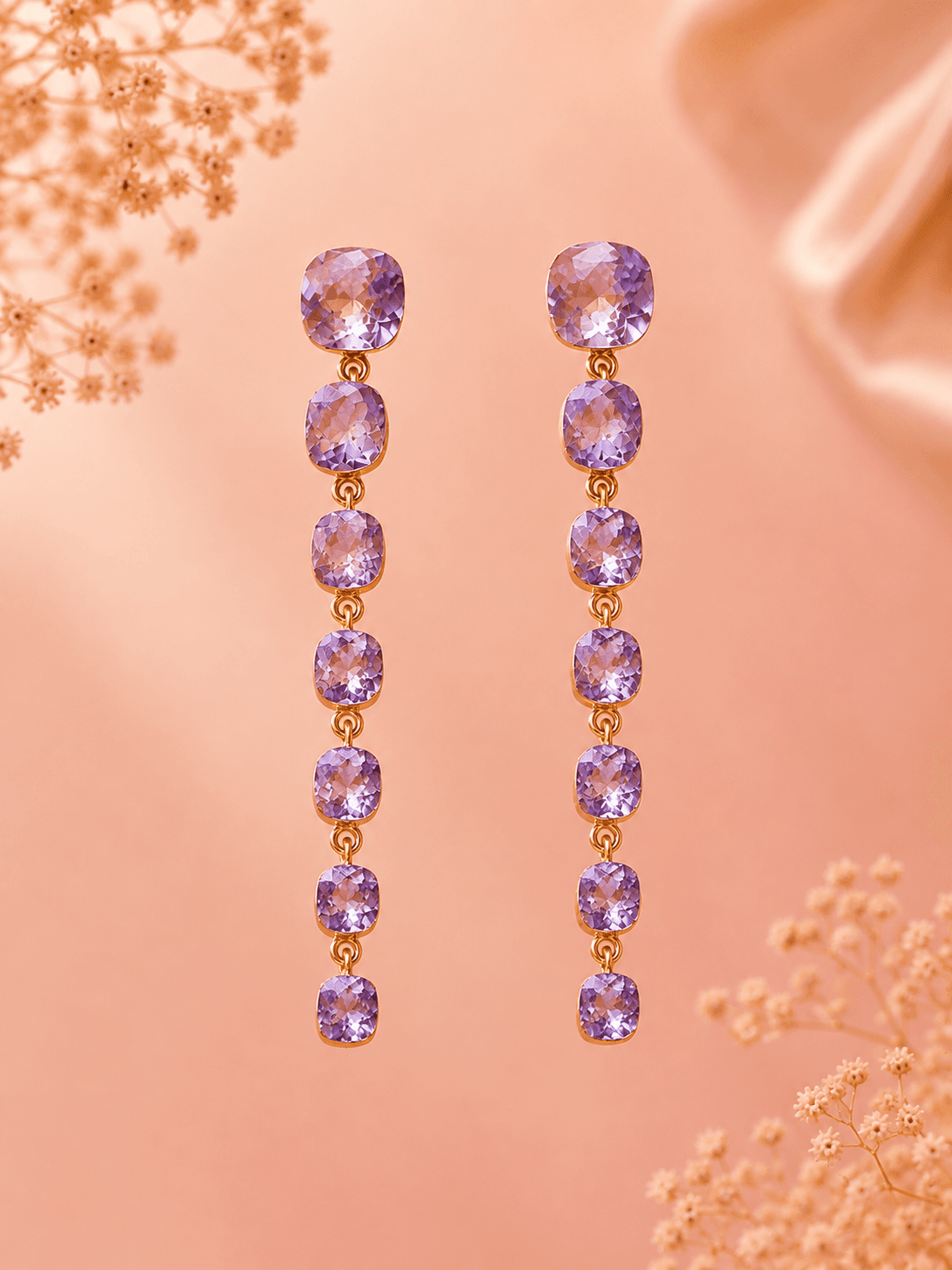 Lavender Cascade Drop Earrings
