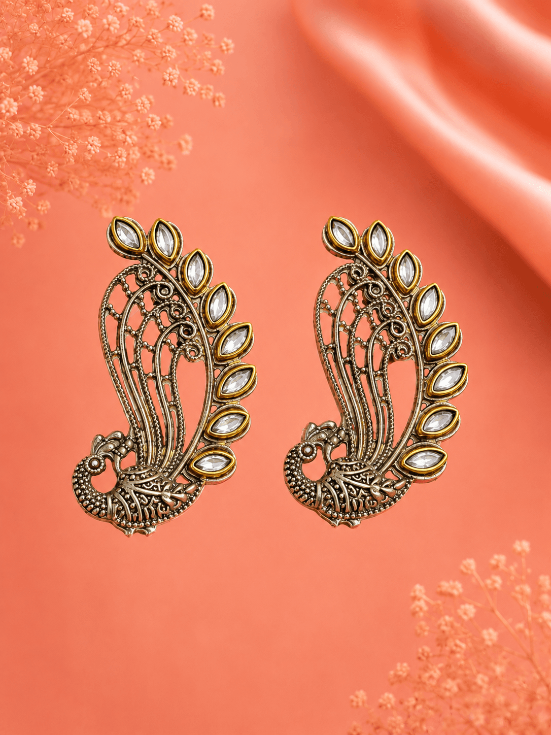 Peacock Feather Stud Earrings