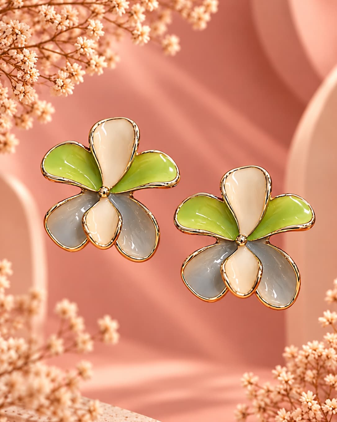 Enamel Flower Stud Earrings