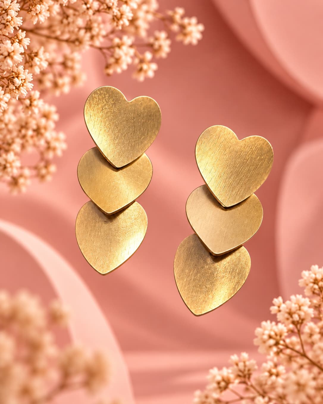 Triple Heart Drop Earrings