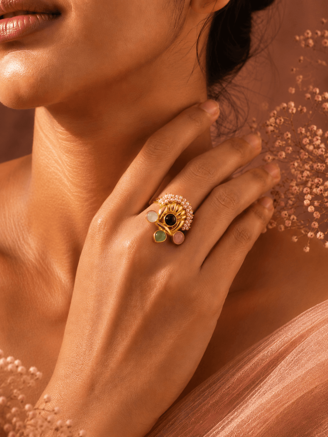 Multicolour Stone Statement Ring