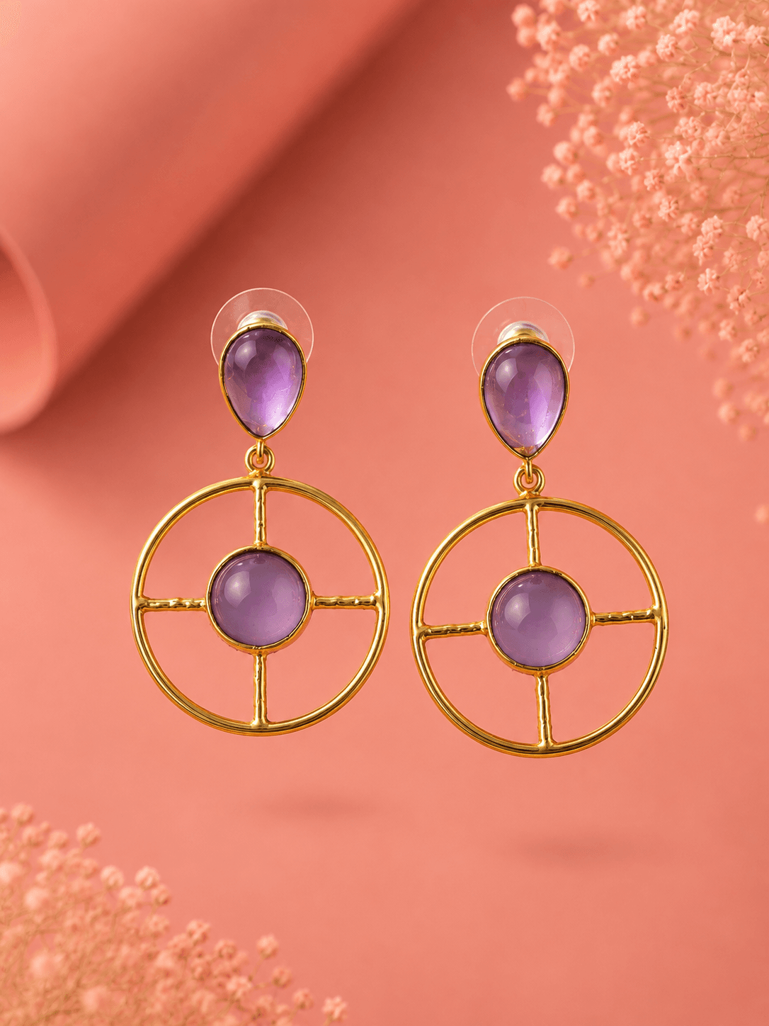 Sunburst Amethyst Drop Earrings
