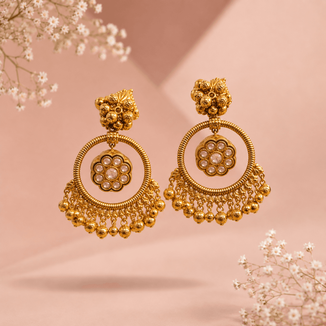 Antique Gold Chandbali Earrings