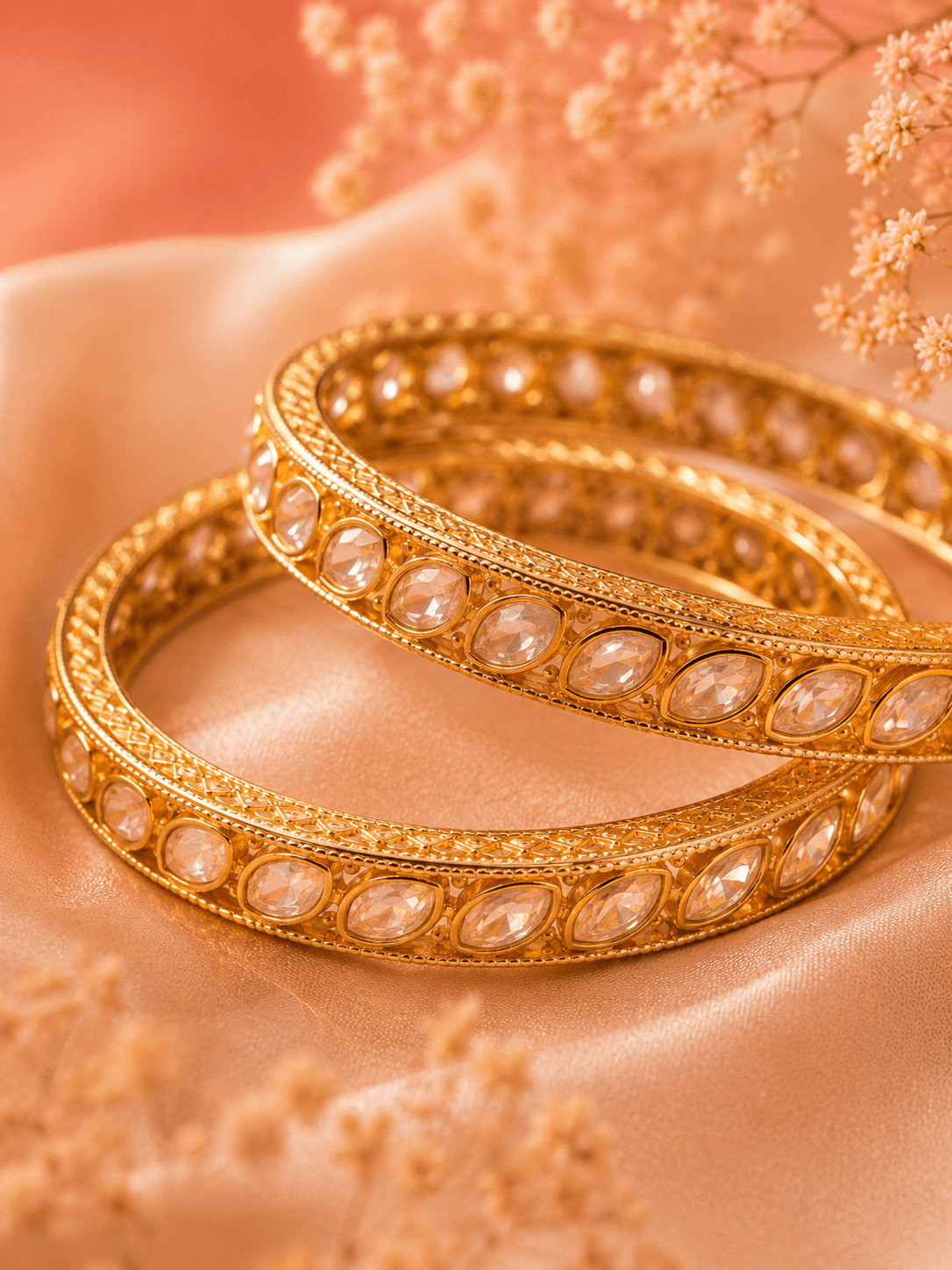 Golden Kundan Bangle Set