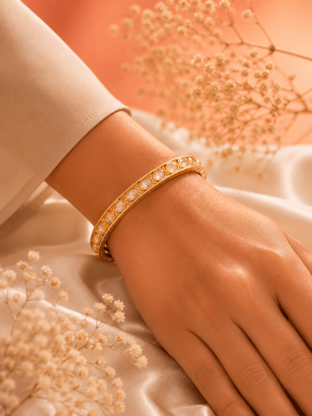 Golden Kundan Bangle Set