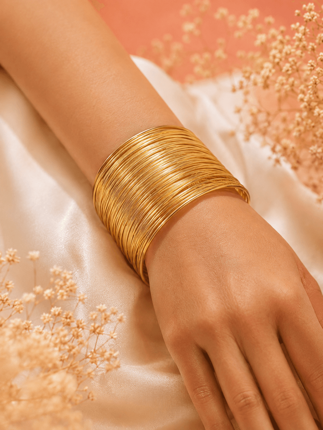 Golden Wire Wrap Cuff Bracelet